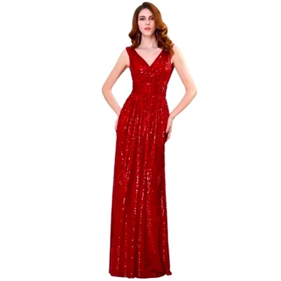 COPY - Kate Kasin red sequinned formal gown size 10 - Picture 1 of 17